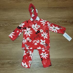 Carter’s Baby Floral 3-Piece Red Pajamas Size 6 Month New